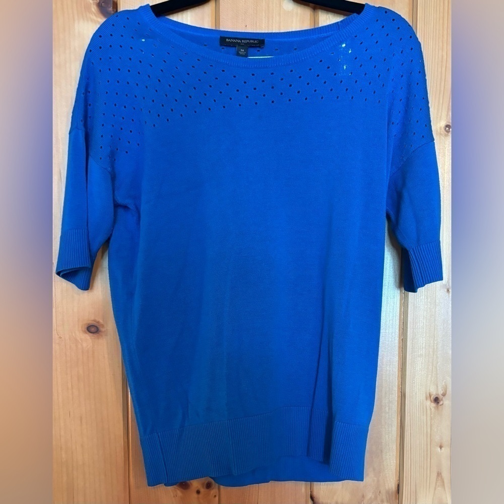 Banana Republic Perforated Lightweight Knit Top- Royal Blue/ Size Medium